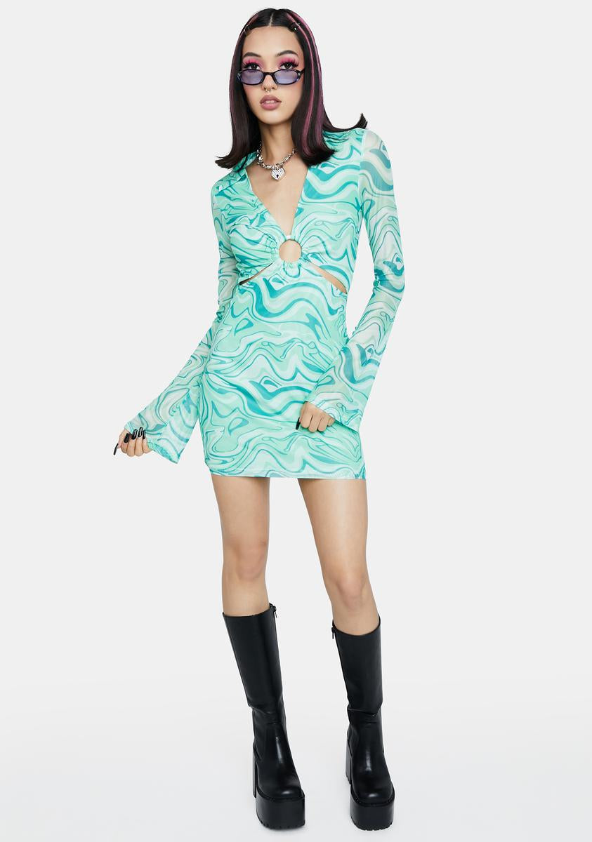 Bailey Rose Green Swirl Print Mini Dress – Dolls Kill