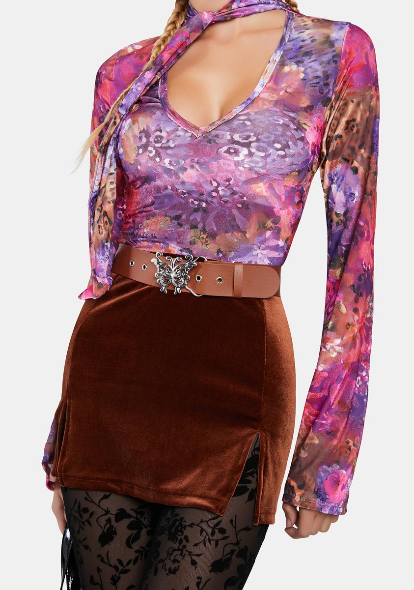 Delia's Butterfly Buckle Belt - Brown – Dolls Kill