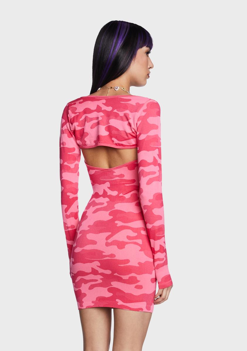 pink camo dress NGOrder Camo Cutout Mini Dress And Shrug