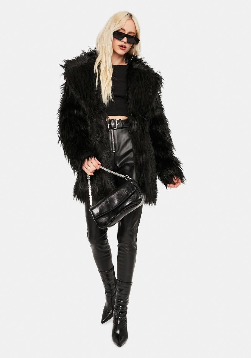 Black shaggy coat shop