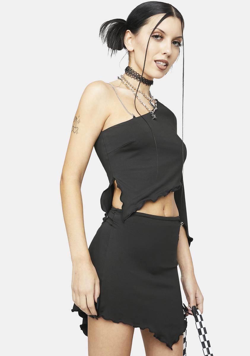 Edikted Asymmetrical Cut Out One Shoulder Mini Dress - Black  Dolls Kill