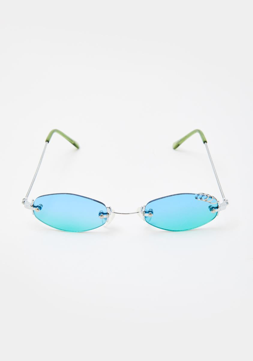 Blue Green Pierced Oval Sunglasses – Dolls Kill