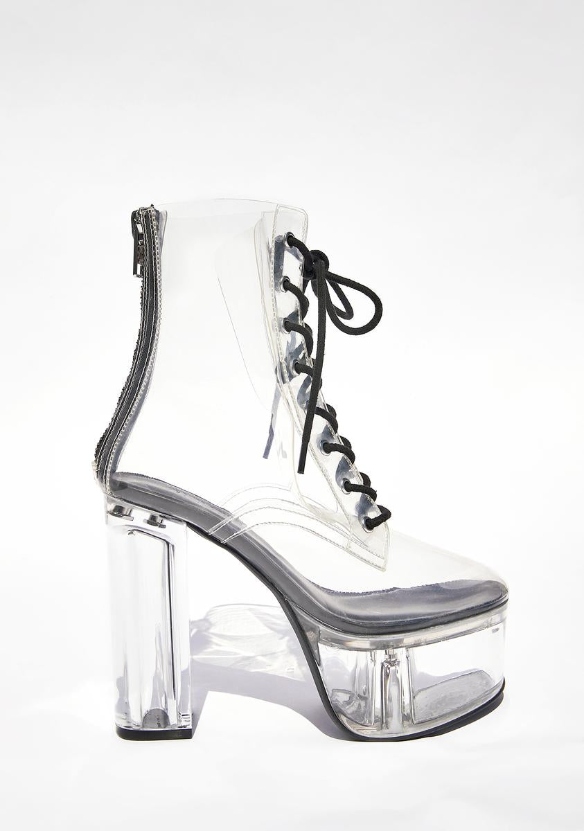 Current Mood Clear PVC Platform Heeled Boots – Dolls Kill
