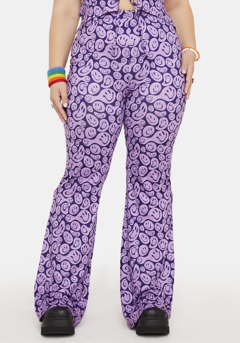Plus I´m Melting Printed Flare Pants,Specials : American Fashion Style Bags On Sale