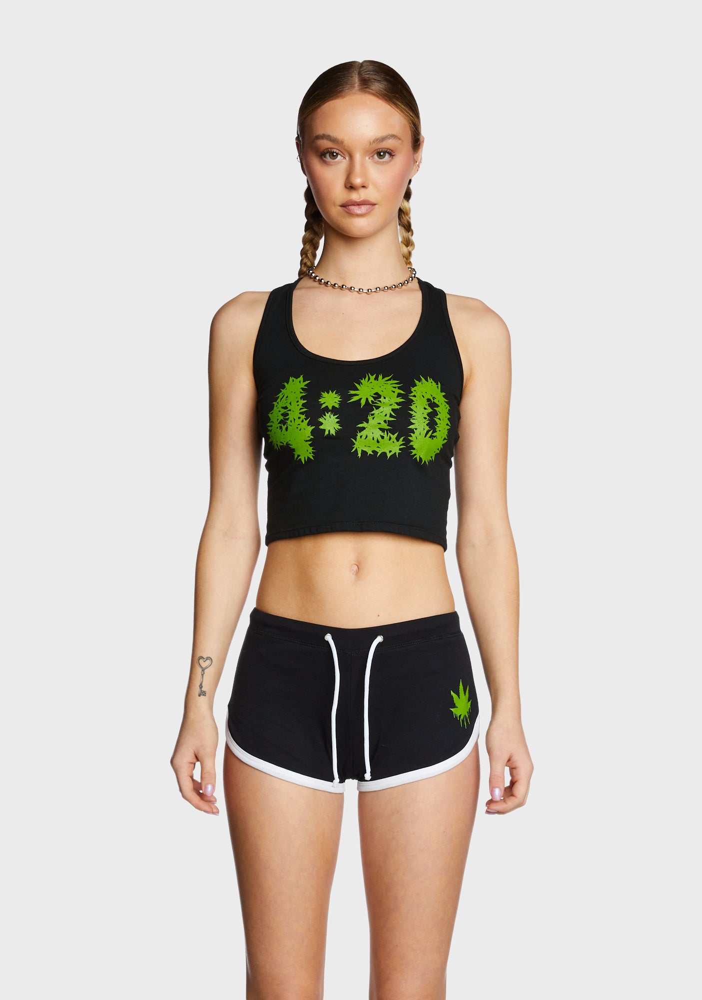 Too Fast Leaf 420 Print Crop Tank Top - Black – Dolls Kill