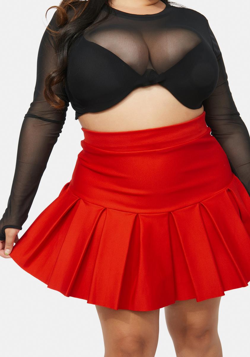 Plus Size Pleated A-Line Mini Skirt - Red – Kill