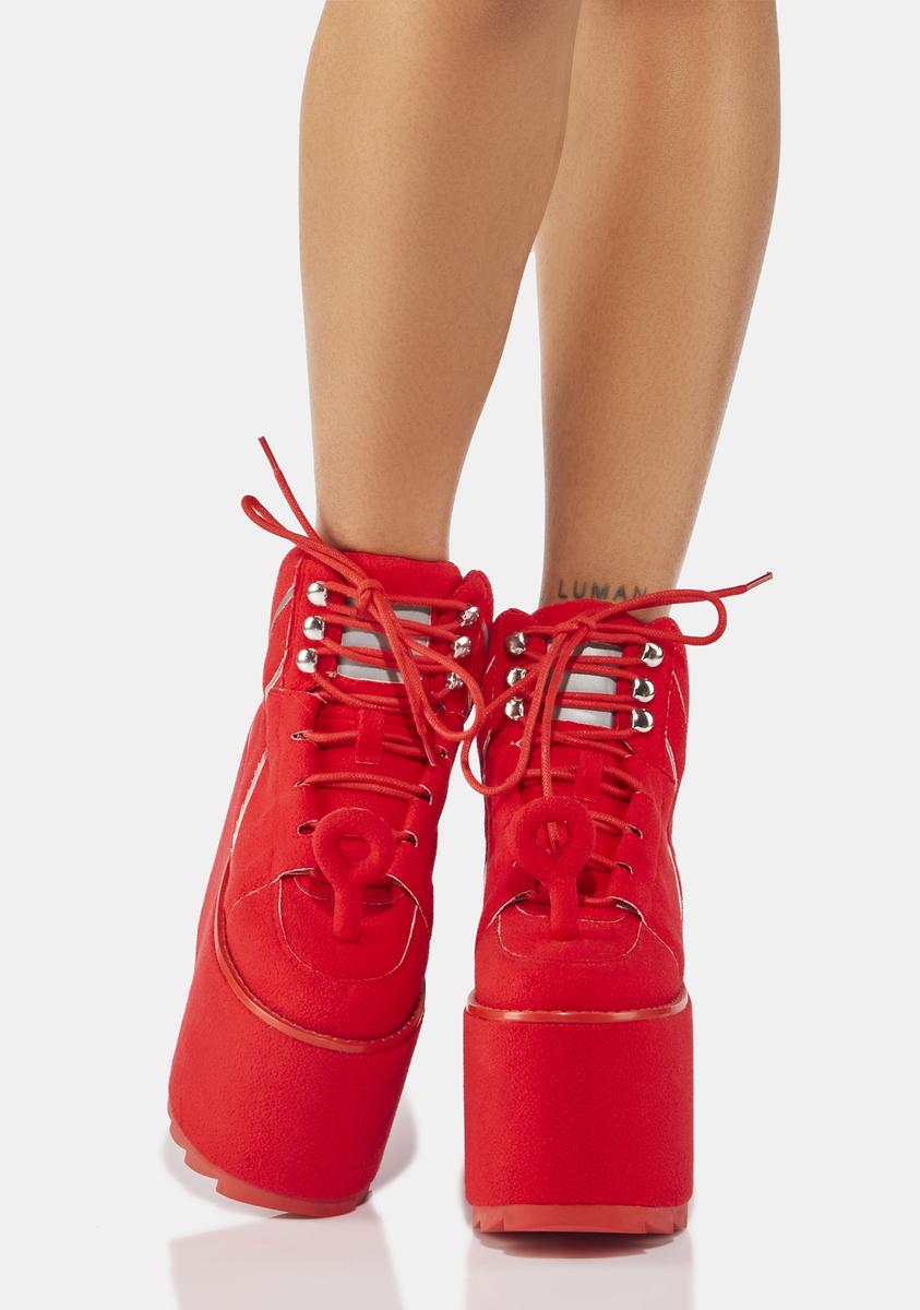 YRU Teletubbies Po Platform Sneakers - Red – Dolls Kill