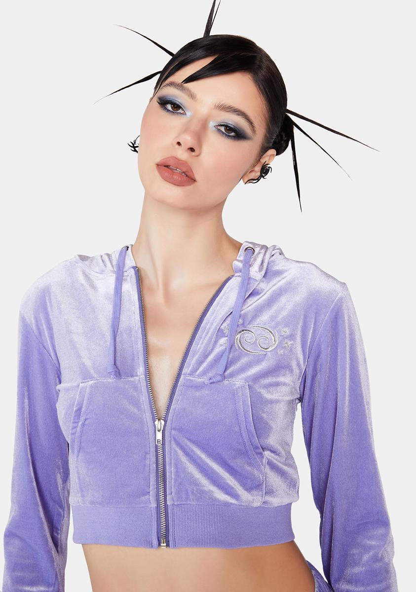 Horoscopez Cancer Velour Hoodie - Purple – Dolls Kill