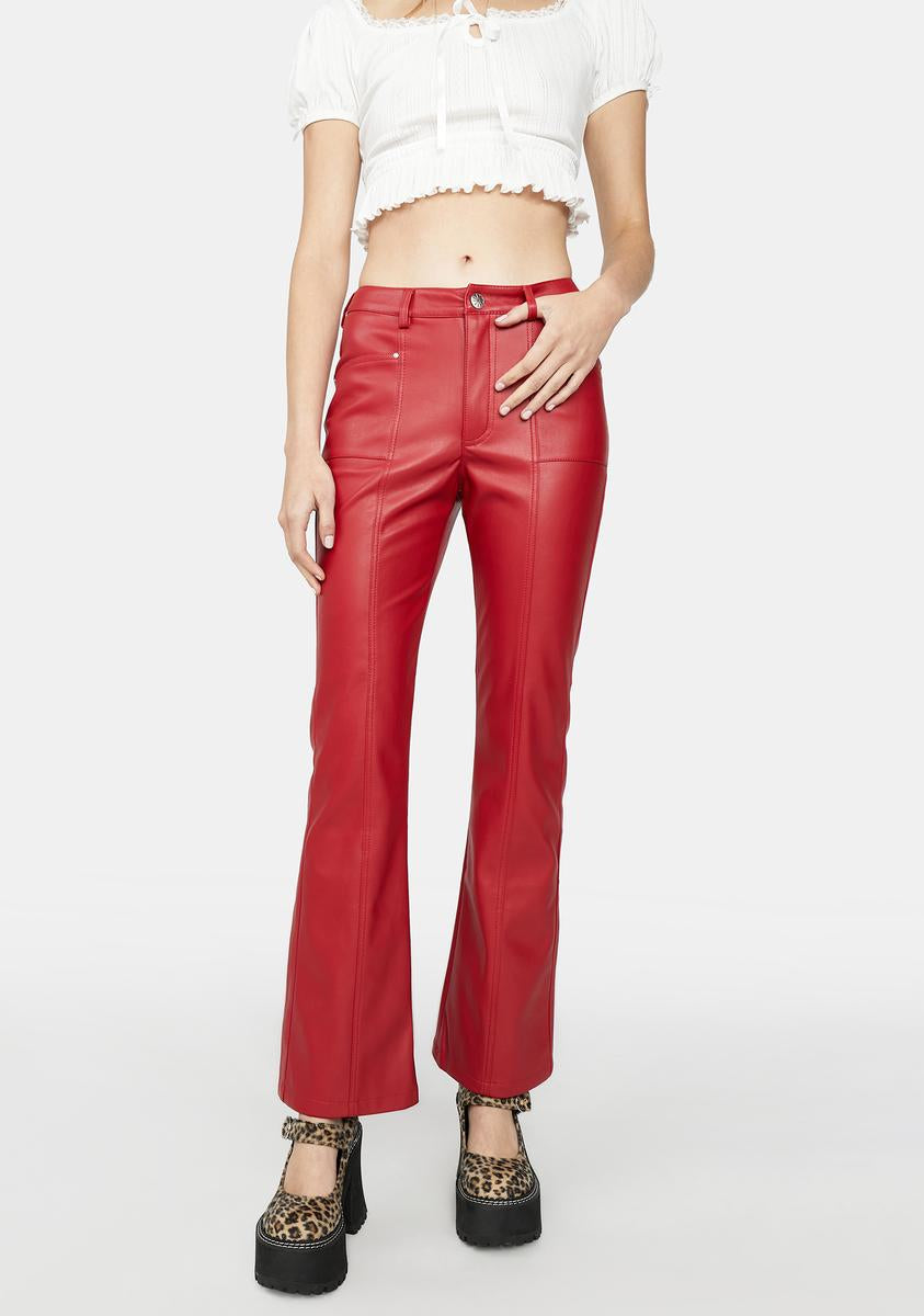 Mens Sexy Red Leather Trousers for Mens custom made order