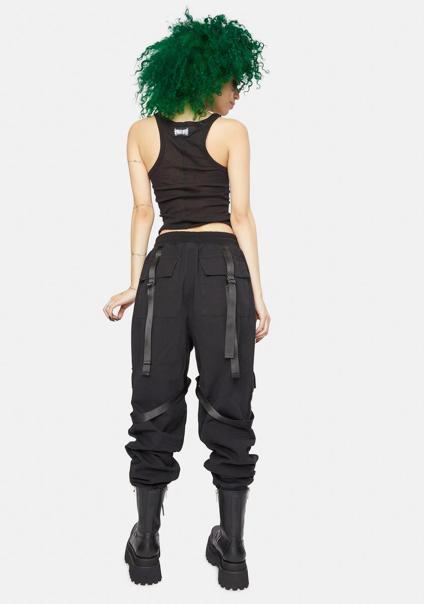 Darker Wavs Unisex Washed Strappy Tactical Cargo Pants