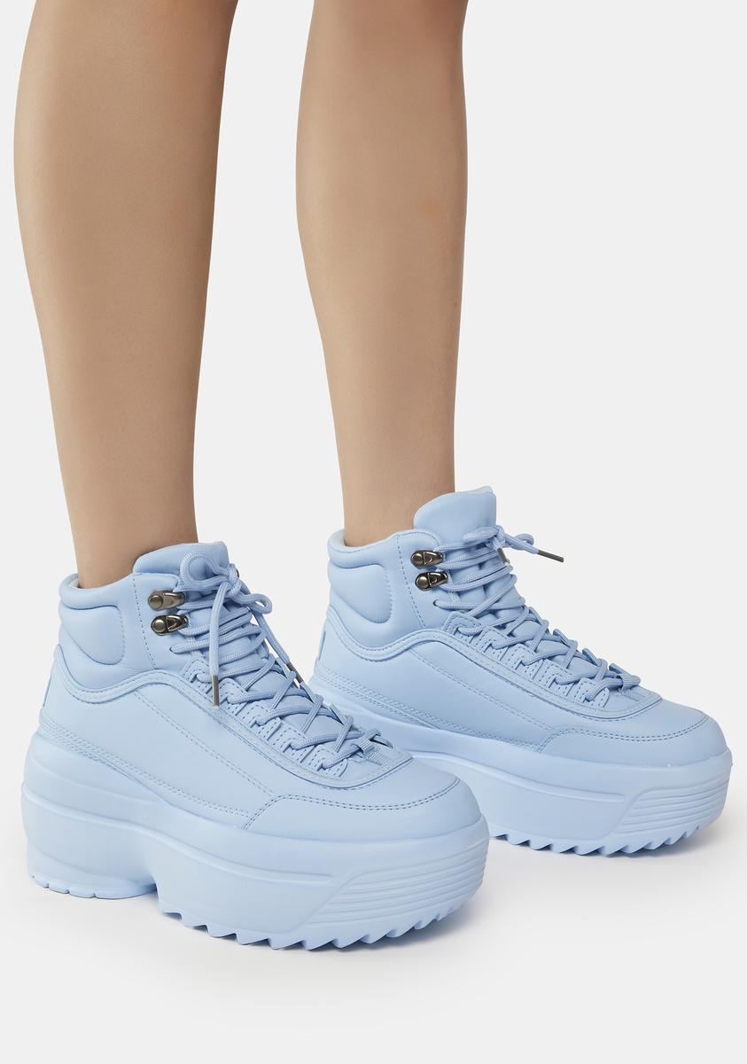 Karu Betaling snack Chunky Platform Ankle Sneaker Lace Up - Light Blue – Dolls Kill
