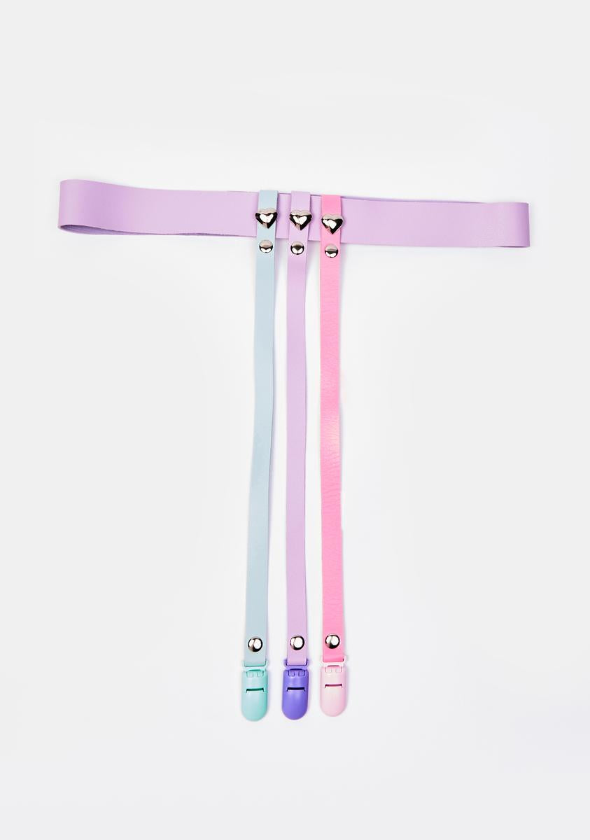 Devil666ish Heart Garter Belt - Pastel Multi Dolls Kill Devil666ish Heart Garter Belt - Pastel Multi Dolls Kill