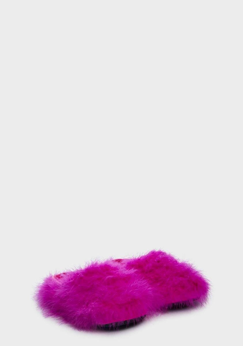 Fuzzy Slip On Slippers - Pink – Dolls Kill