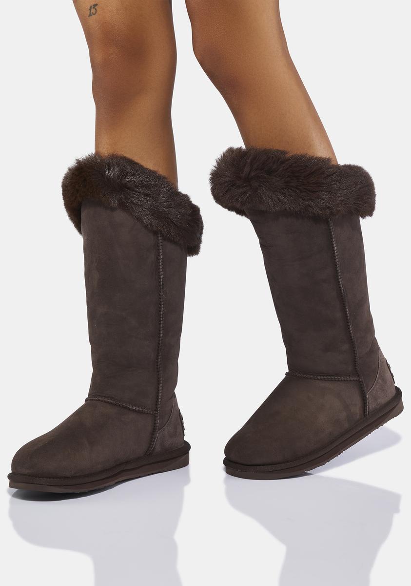 Australia Luxe Collective Faux Suede Boots - Brown – Dolls Kill