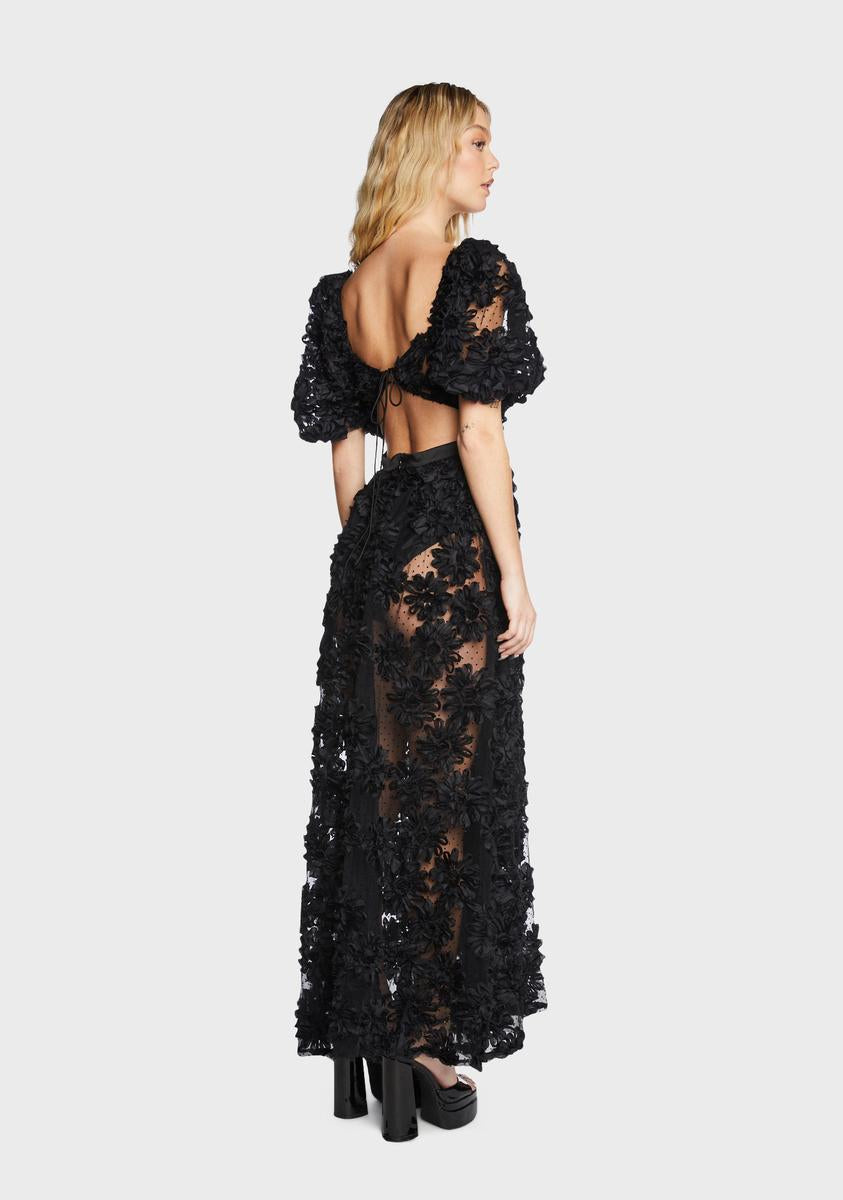 For Love & Lemons Organza Floral Maxi Dress - Black Dolls Kill For Love & Lemons Organza Floral Maxi Dress - Black Dolls Kill