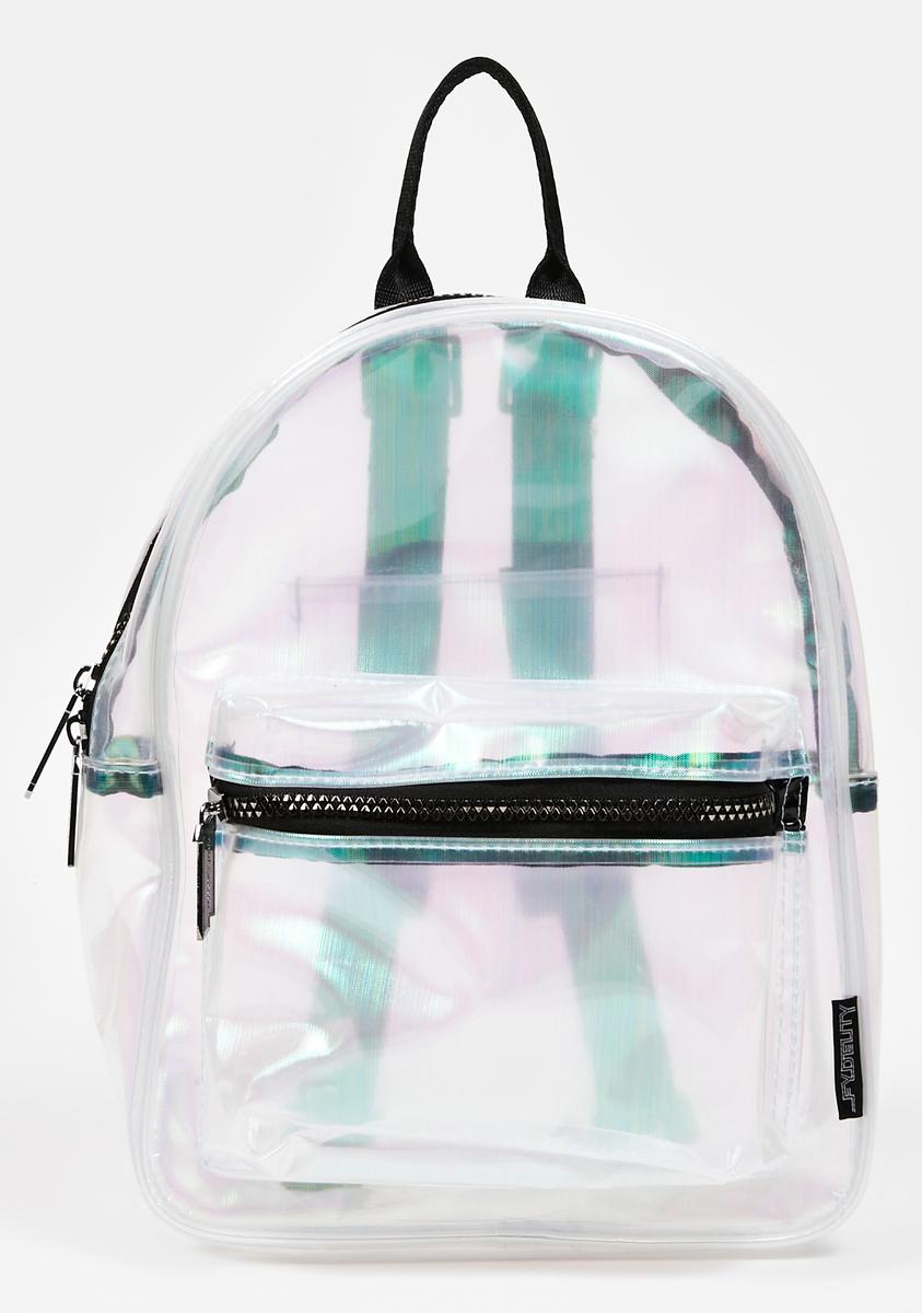 Fydelity Clear Iridescent Mini Backpack Dolls Kill