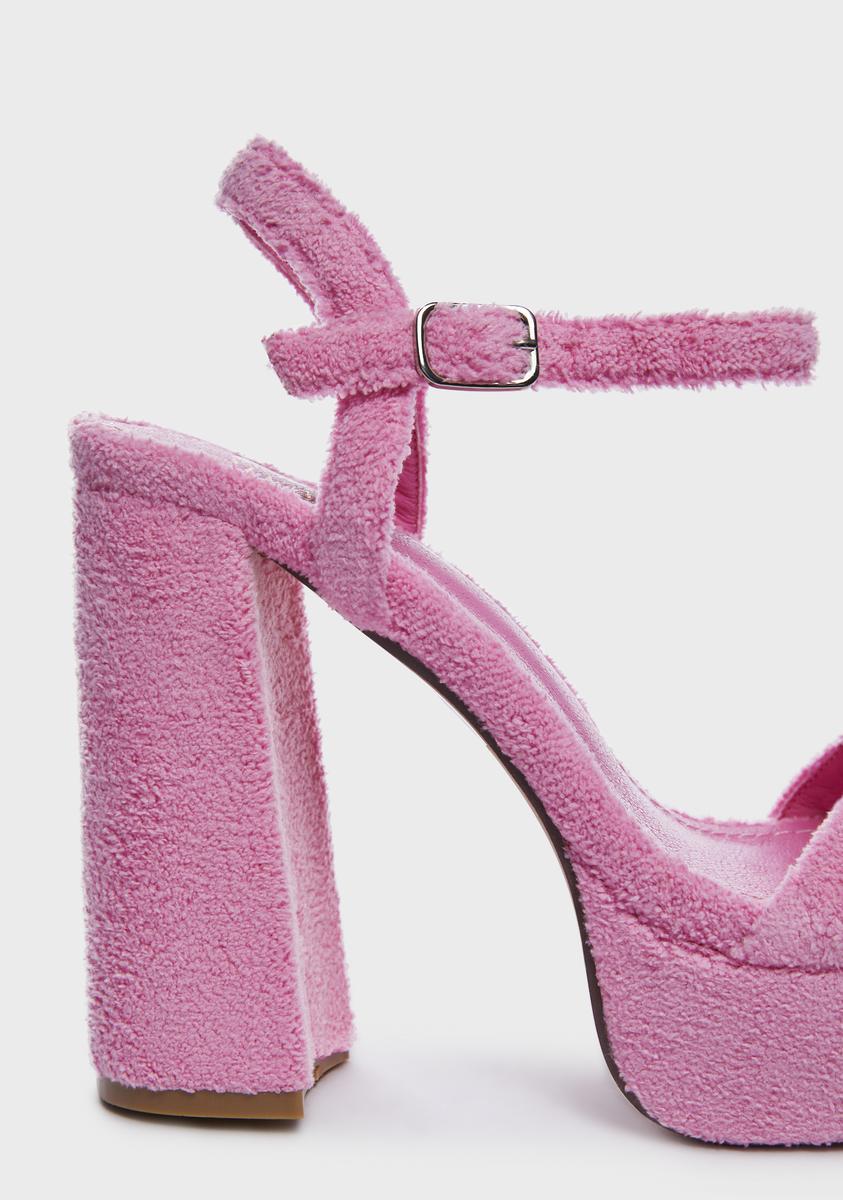Fuzzy Platform Heels - Pink â Dolls Kill