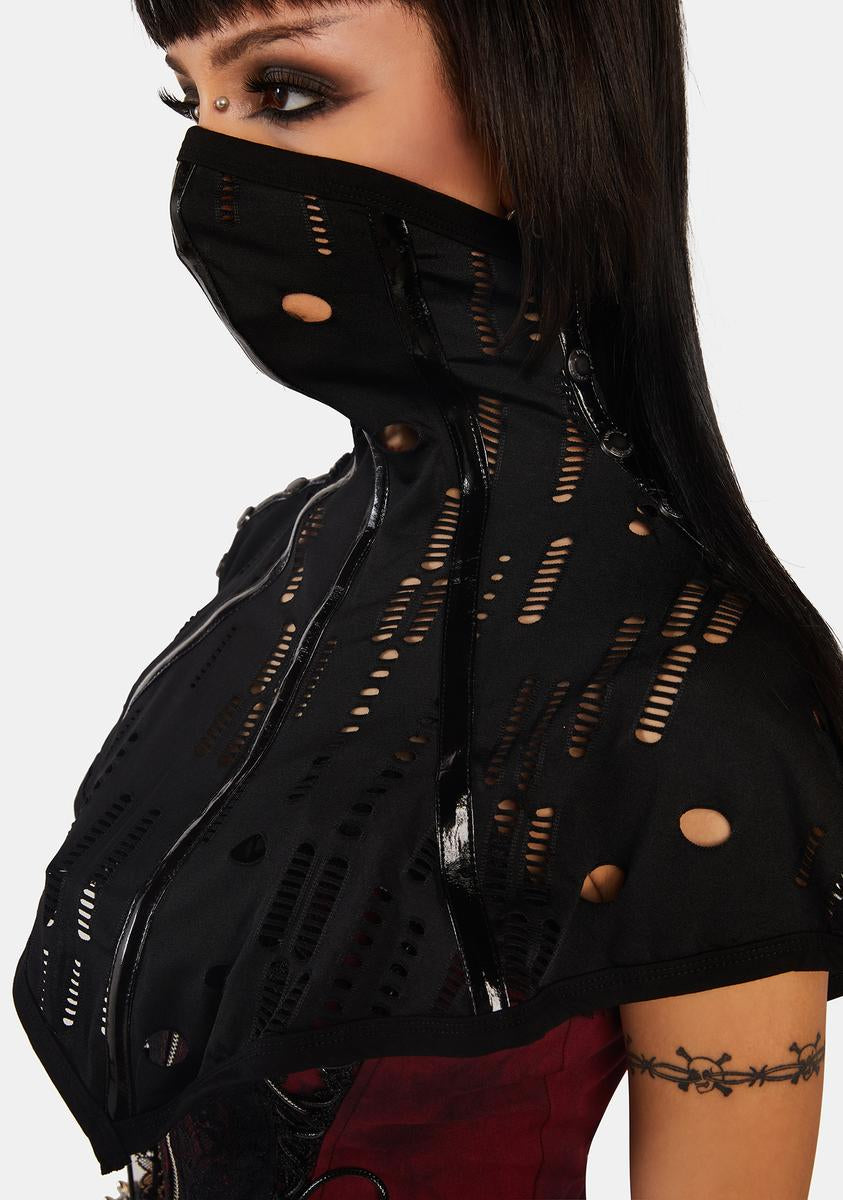 Punk Rave Mesh Distressed PVC Face Mask - Black – Dolls Kill