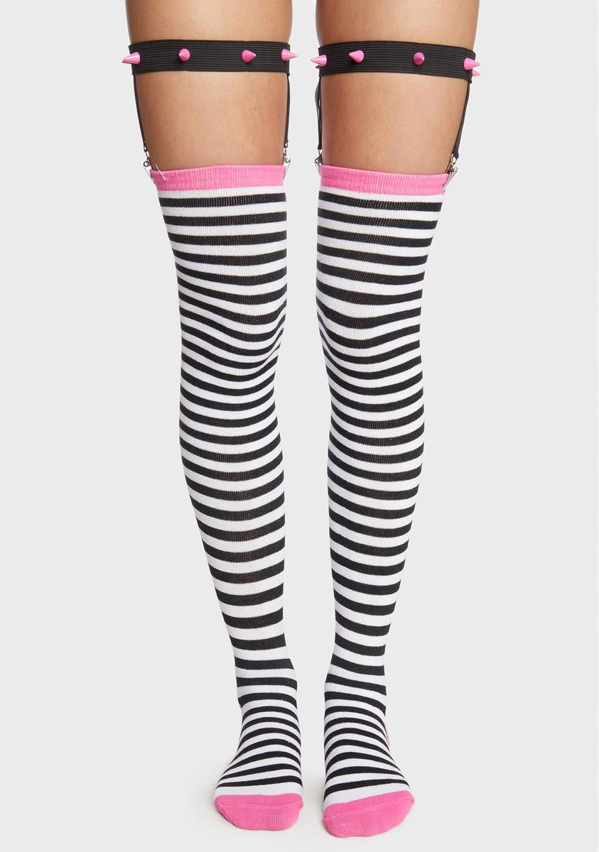 Striped Thigh High Spiked Garter Socks Too Fast,New Products : American Fashion Style Bags On Sale Striped Thigh High Spiked Garter Socks Too Fast,New Products : American Fashion Style Bags On Sale
