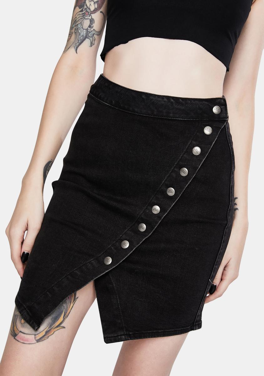 Bell Snap Denim Skirt Neon Blonde,All Products : American Fashion Style Bags On Sale
