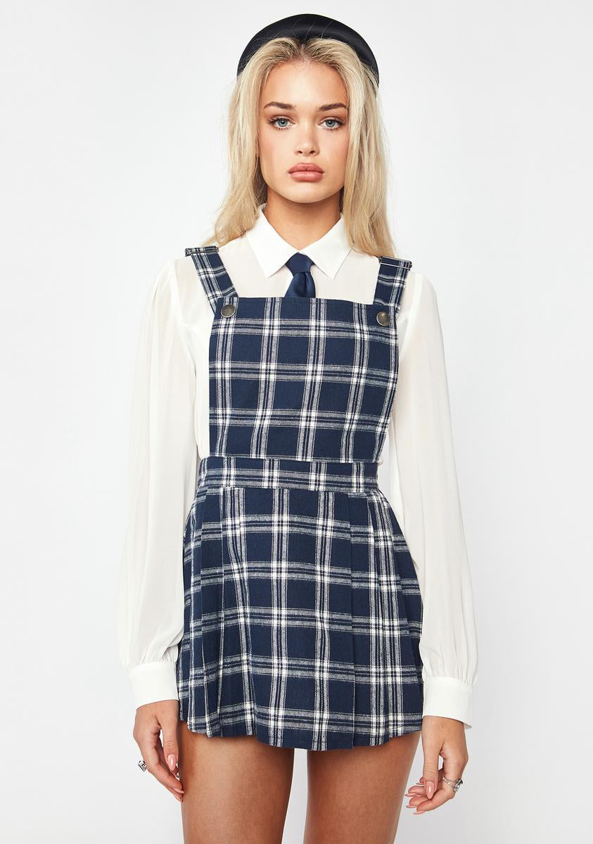 Current Mood Plaid Pleated Skirt Pinafore Dress – Dolls Kill