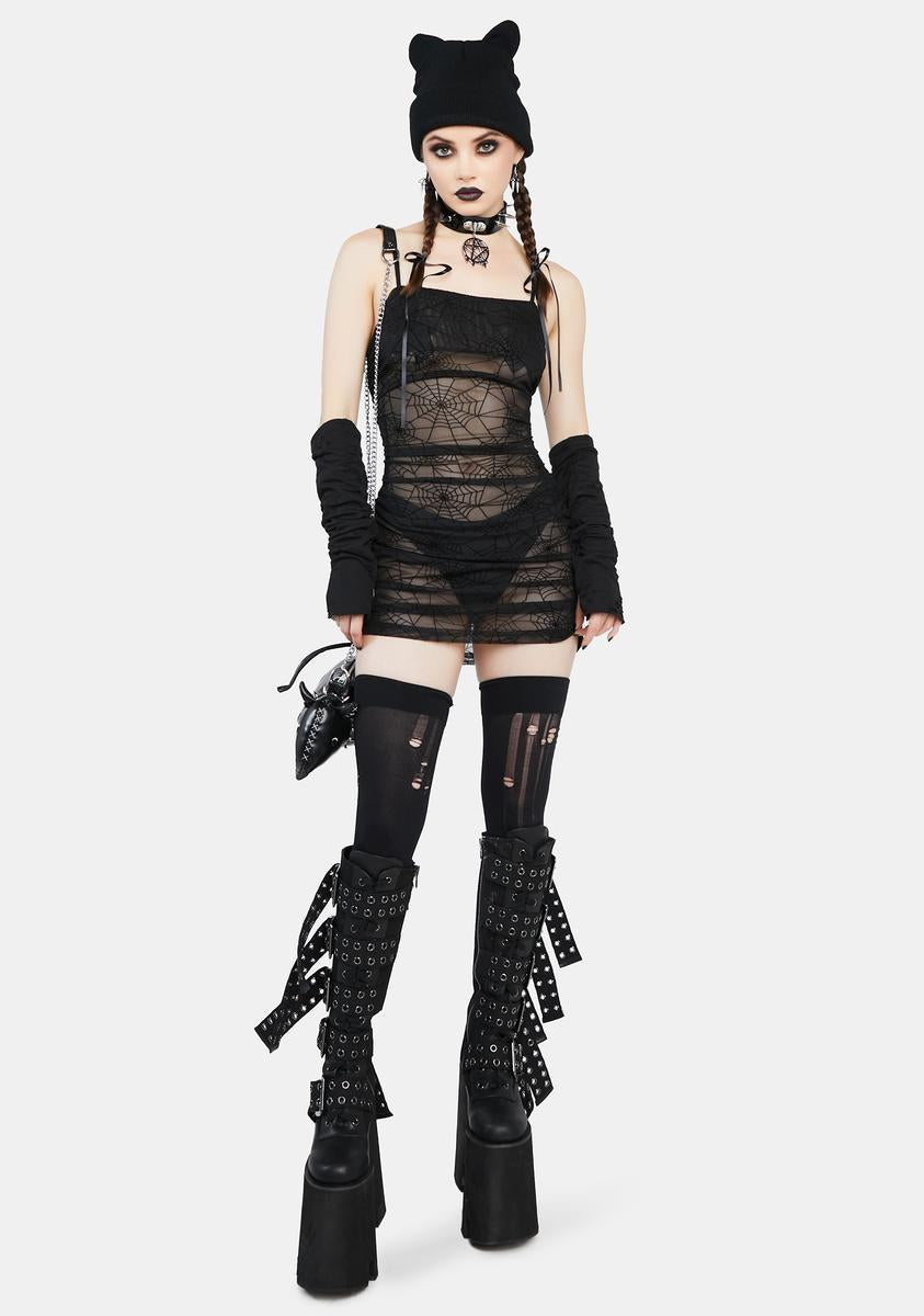 sheer spider web dress Black Penny Maxi dress with Flocked Spiderwebs