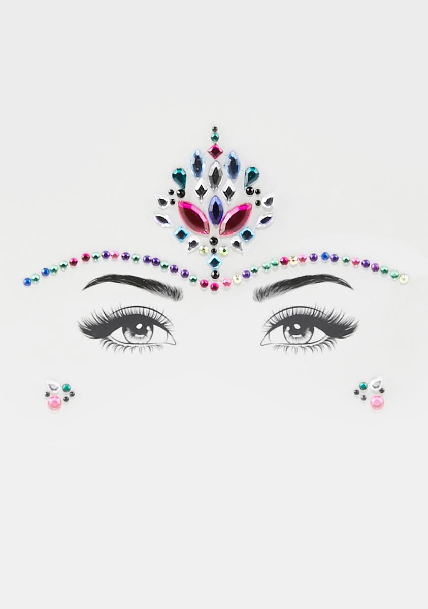Gem Rhinestone Crystal Crown Face Stickers - Multi – Dolls Kill