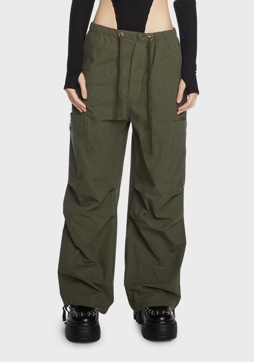 BY DYLN Low Rise Baggy Cargo Pants - Green – Dolls Kill