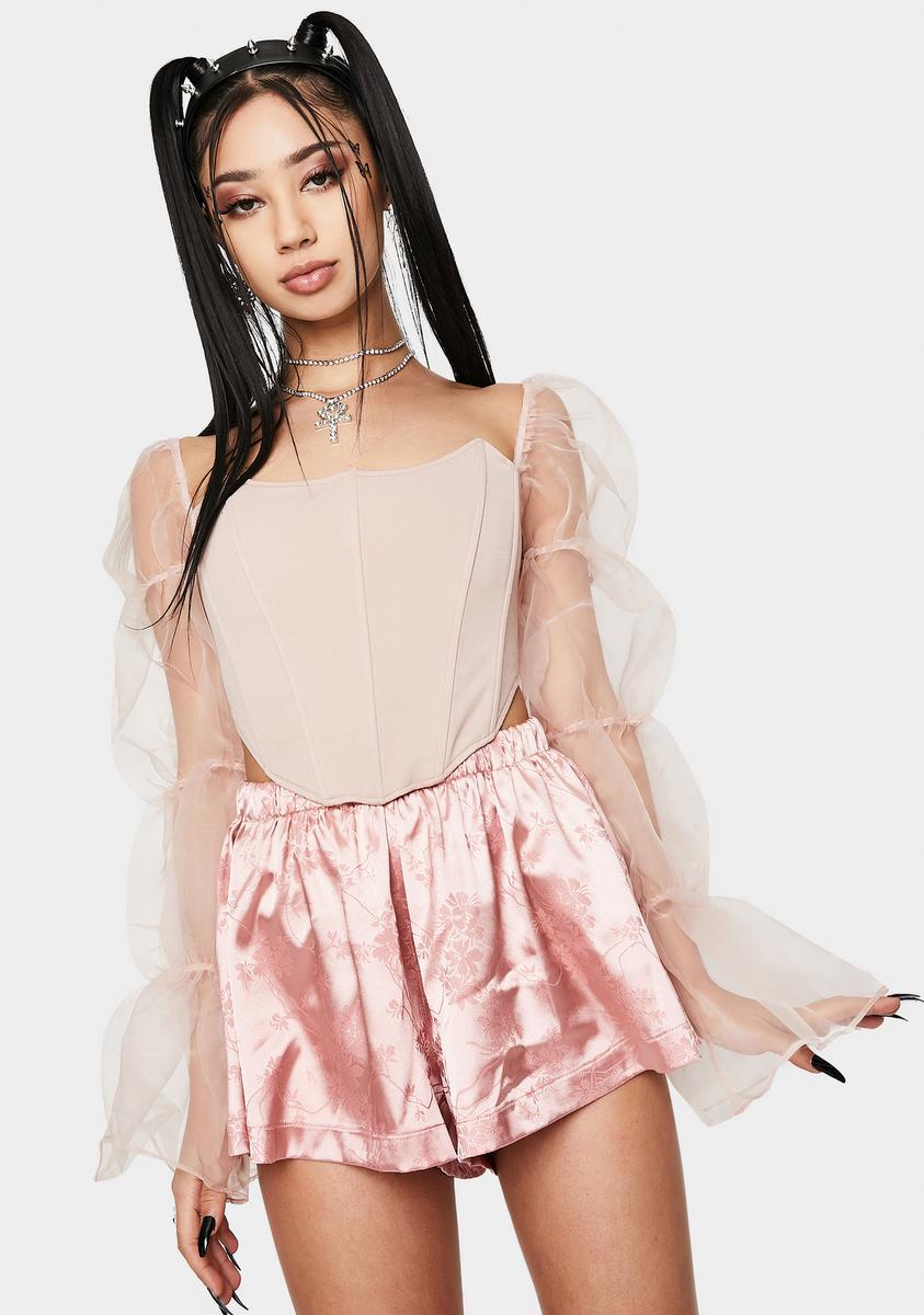 Blush Statement Sleeve Corset Top RARE LONDON,All Products : American Fashion Style Bags On Sale