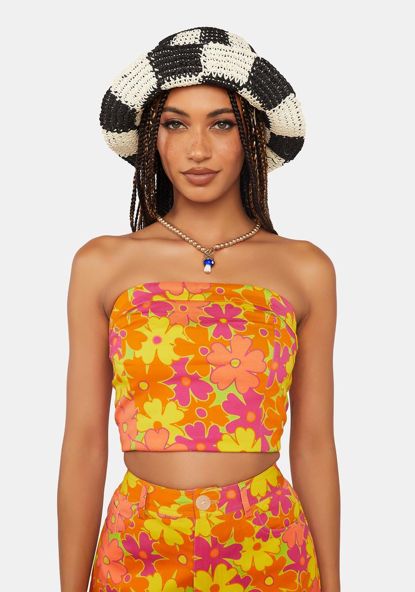 Orange Floral Bustier Crop Top Another Girl,New Products : American Fashion Style Bags On Sale Orange Floral Bustier Crop Top Another Girl,New Products : American Fashion Style Bags On Sale