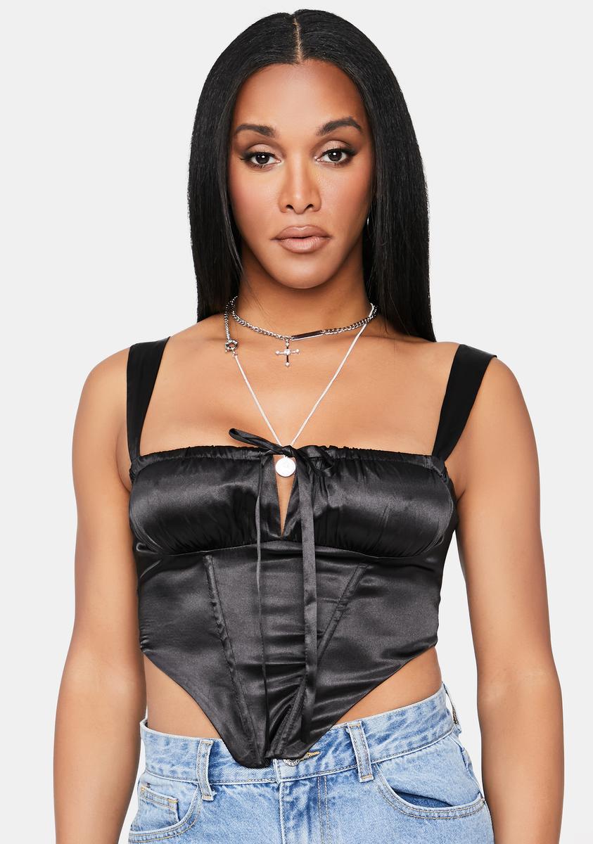 Secret Looks Satin Crop Tank Top,Specials : American Fashion Style Bags On Sale
