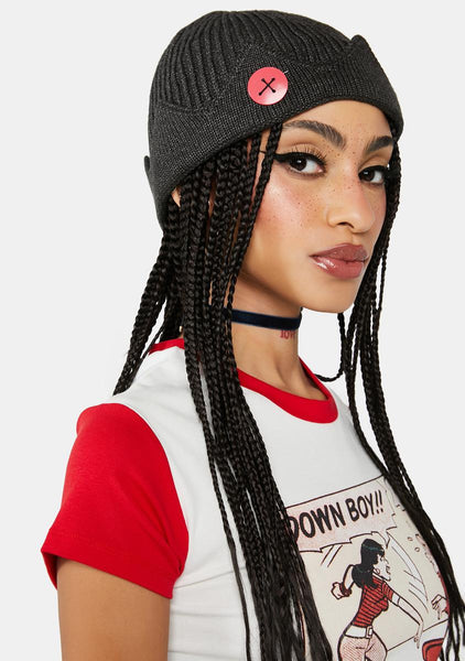 Dolls Kill X Archie Comics Jughead Crown Knit Ribbed Beanie - Gray