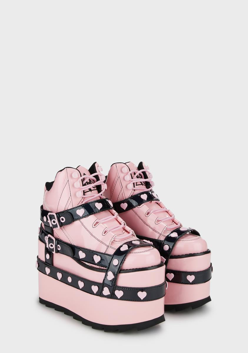 Y.R.U. Vegan Leather Spiked Stud Platform Sneakers - Black