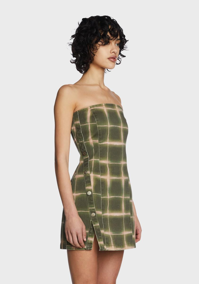 Milk It Denim Plaid Mini Dress