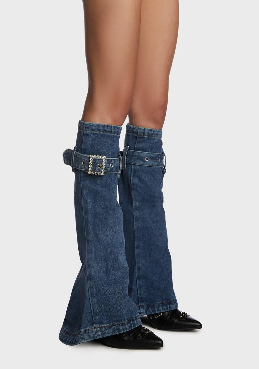 Denim Flared Rhinestone Buckle Leg Warmers Blue N N Dolls Kill denim-flared-rhinestone-buckle-leg-warmers-blue-n-n-dolls-kill