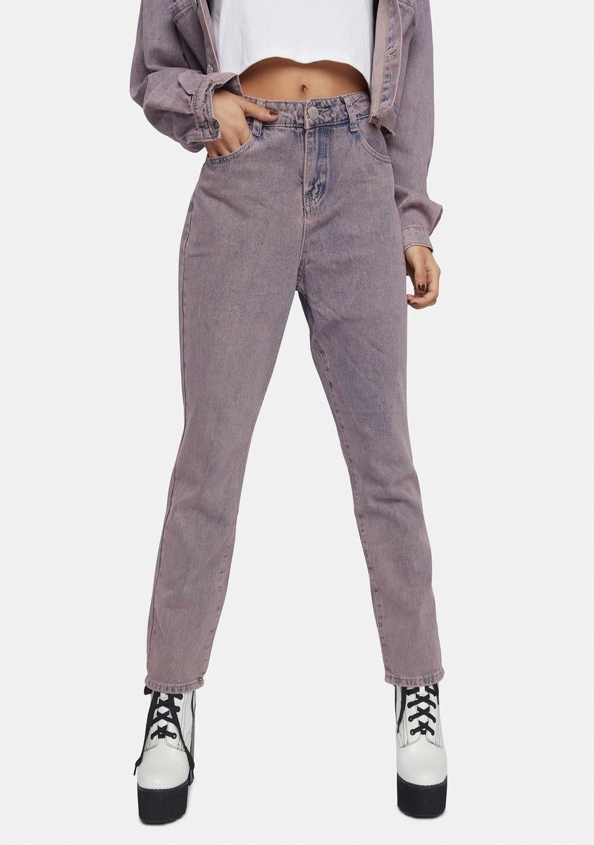 Glamorous Pink Tint High Waist Denim Jeans