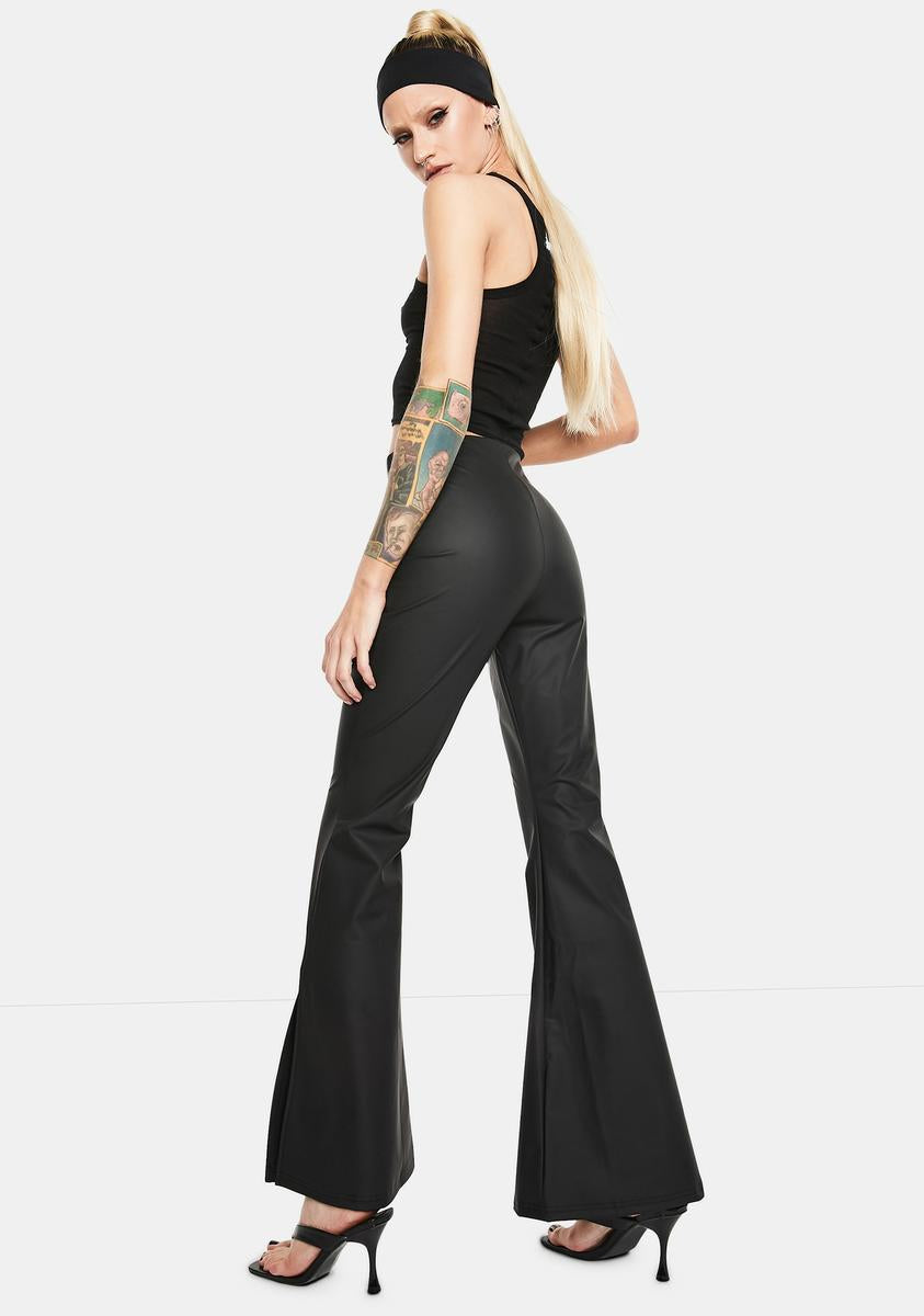 完売品【kiss the club】flare lace pants/black Sexyshine Women's Lace Up Gothic Black Punk Pants Eyelets