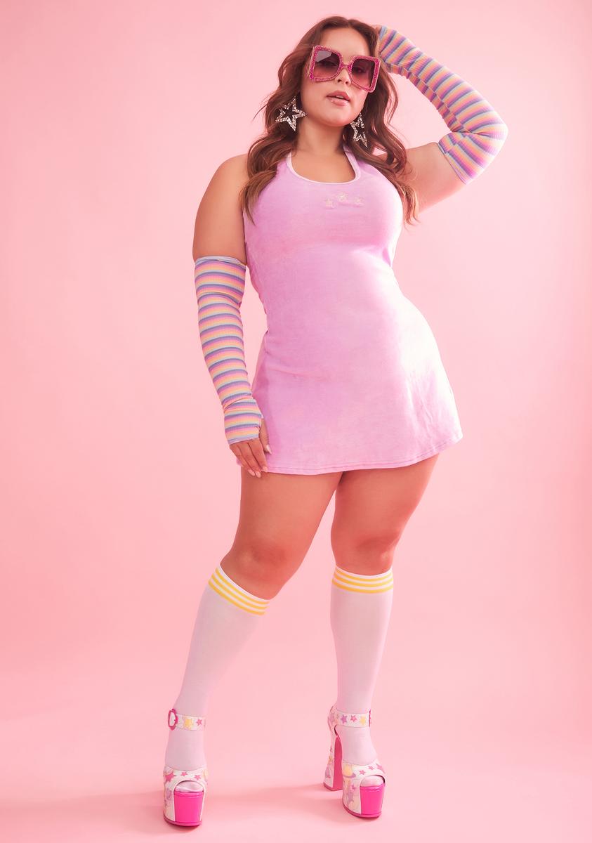 Plus Size Sugar Thrillz Terry Cloth Halter Mini Dress - Lavender Dolls Kill Plus Size Sugar Thrillz Terry Cloth Halter Mini Dress - Lavender Dolls Kill