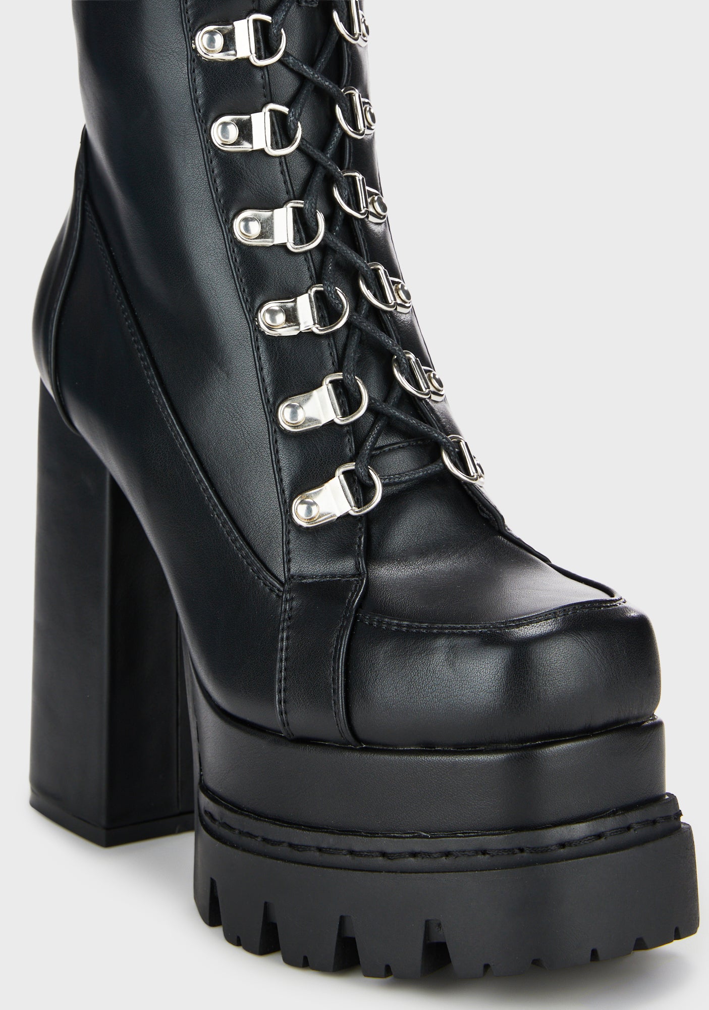 Lamoda Lace Up Heeled Platform Boots - Black – Dolls Kill
