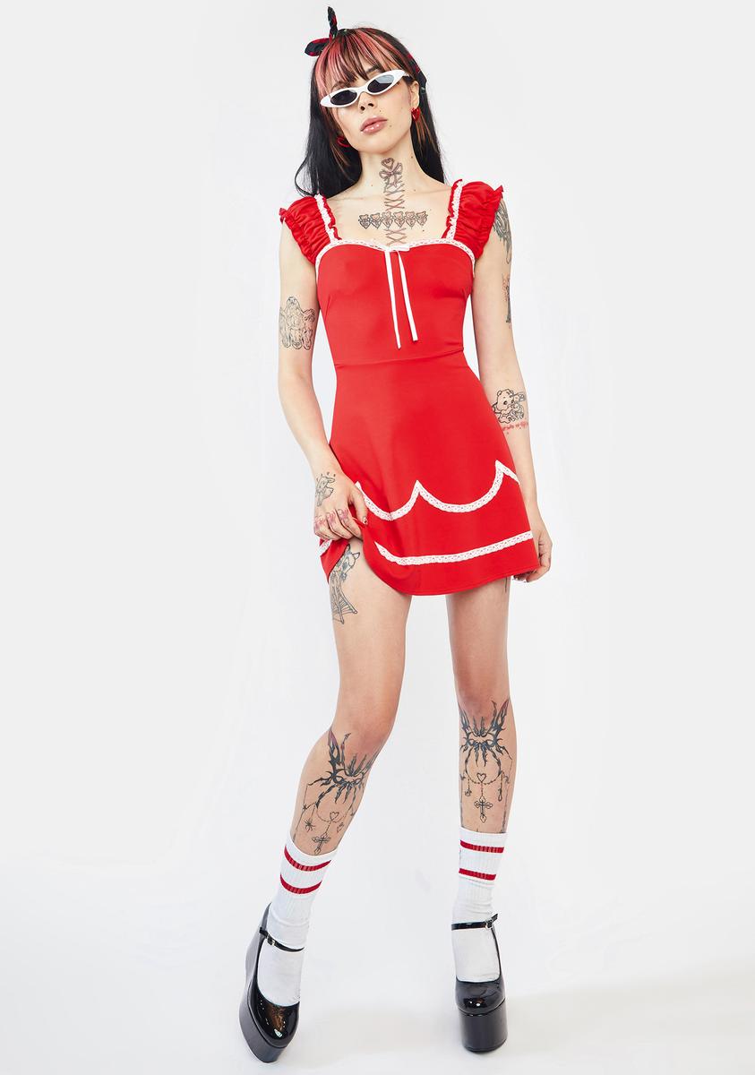 Contrast Flared Pinafore Dress