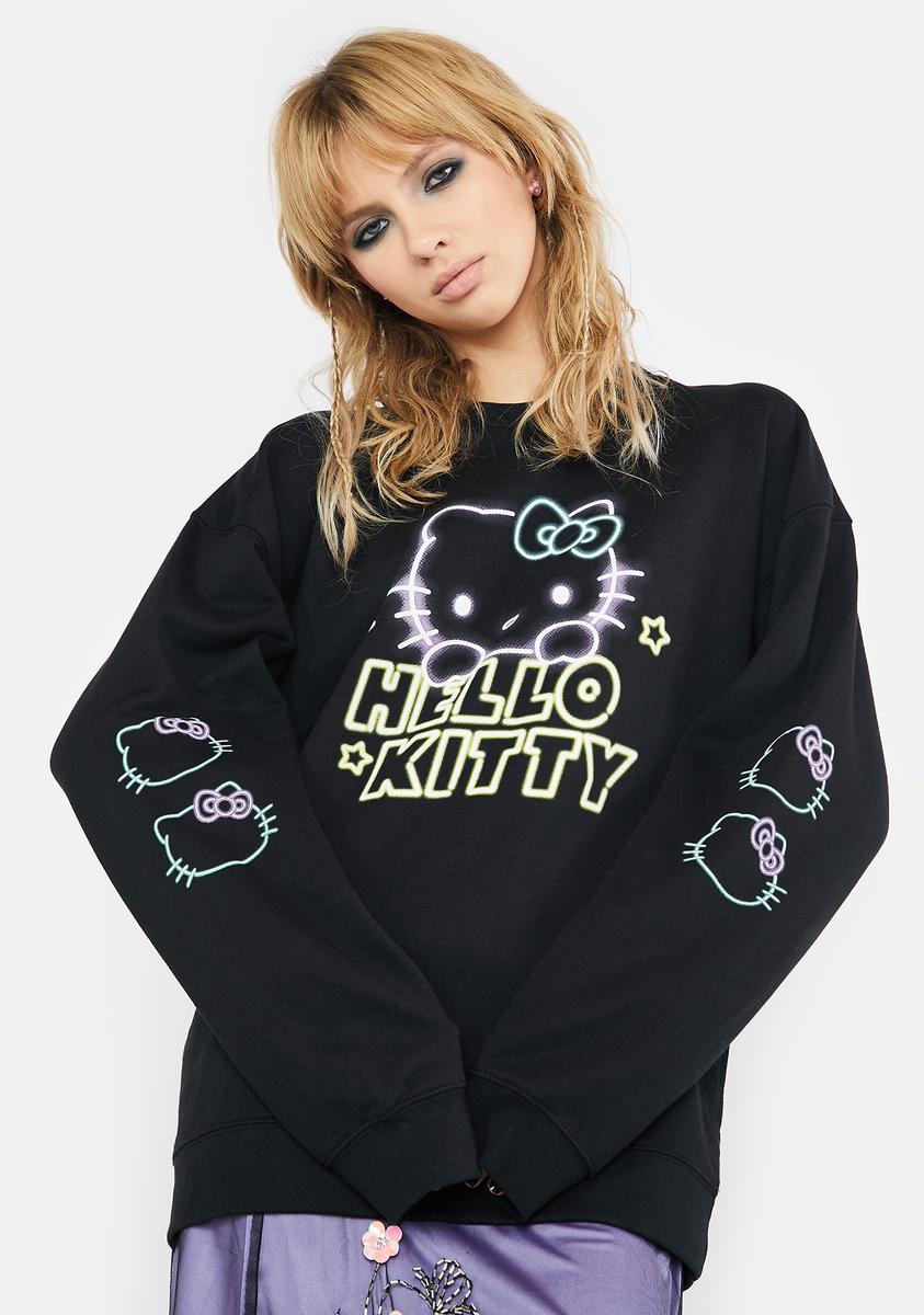 NGOrder Hello Kitty Neon Crewneck Sweatshirt - Black – Dolls Kill