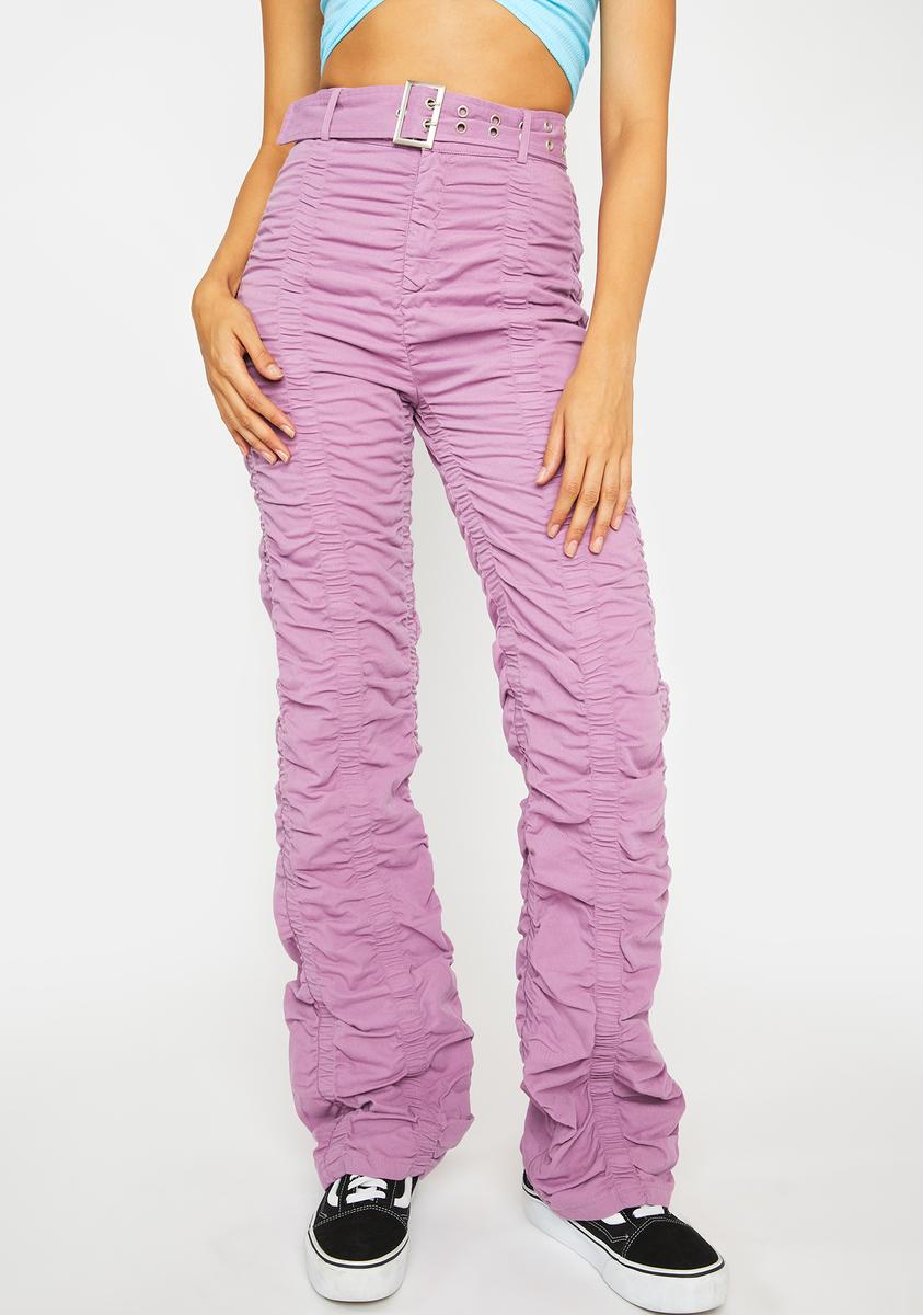Lilac Smiley Check Adult Baggy Trousers