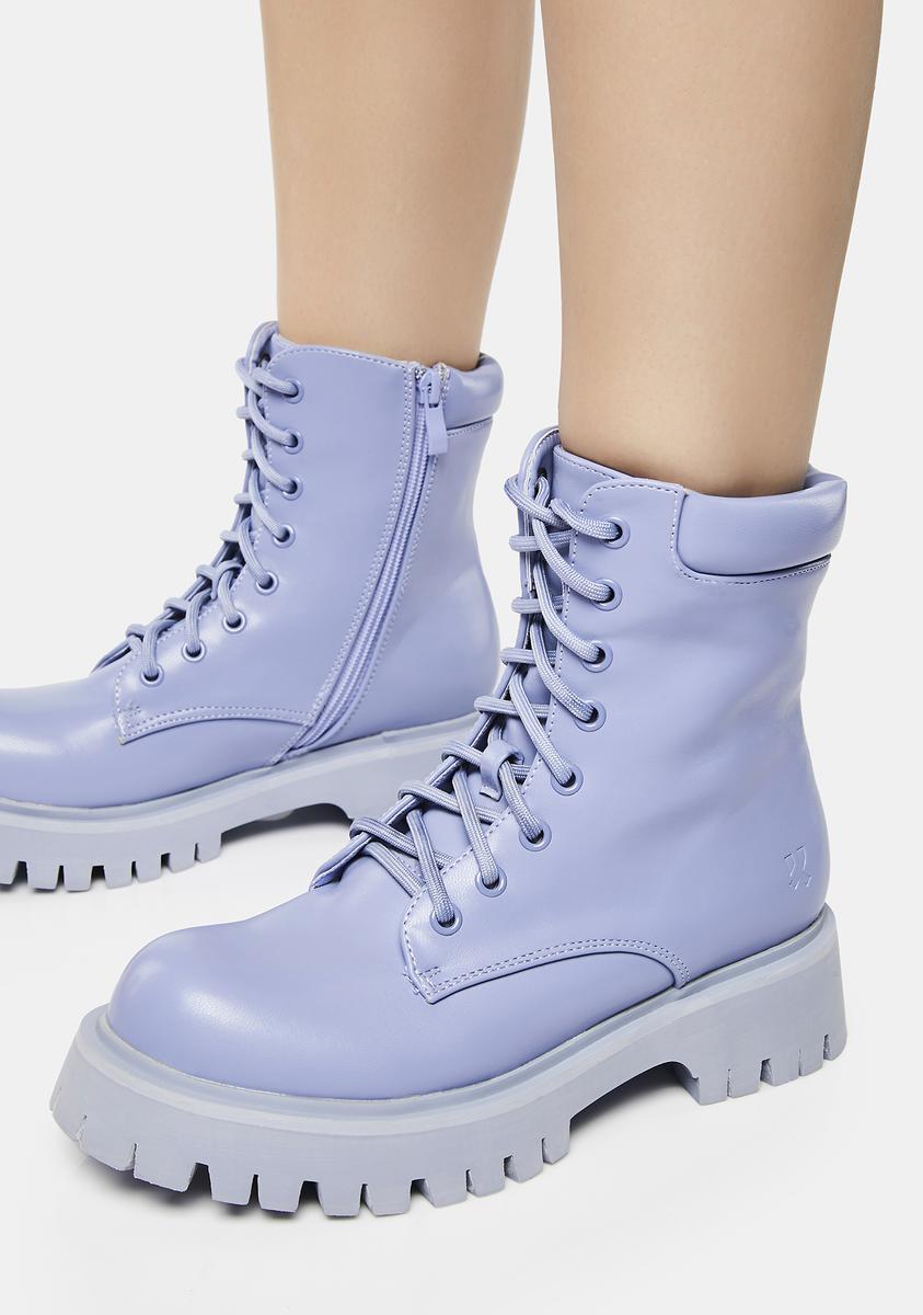 Koi Footwear Padded Lace Up Combat Boots - Light – Dolls Kill
