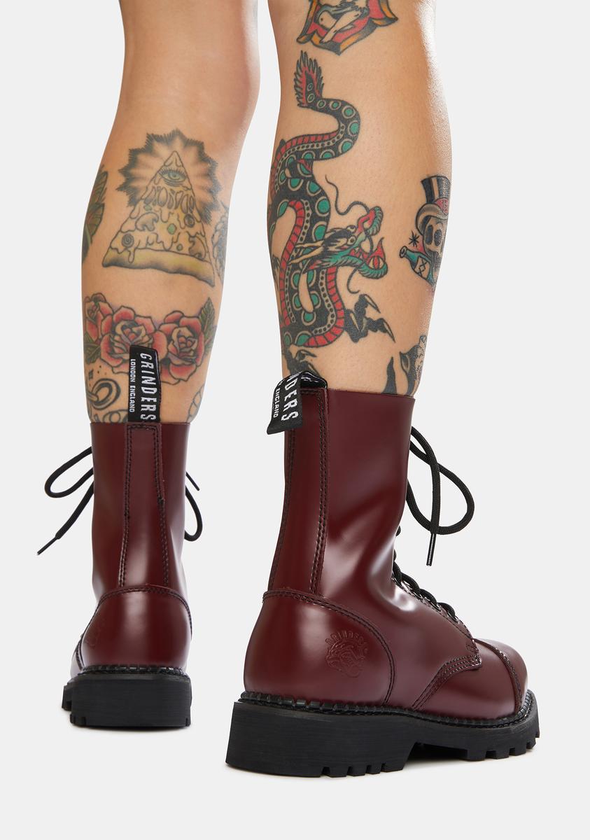 Grinders UK Cherry Red Hunter Derby Boots – Dolls Kill