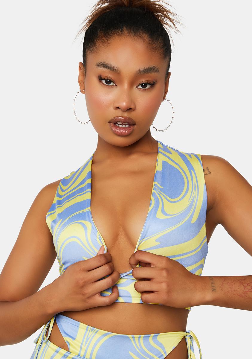 Swirl Printed Plunge Crop Top Public Desire,Specials : American Fashion Style Bags On Sale