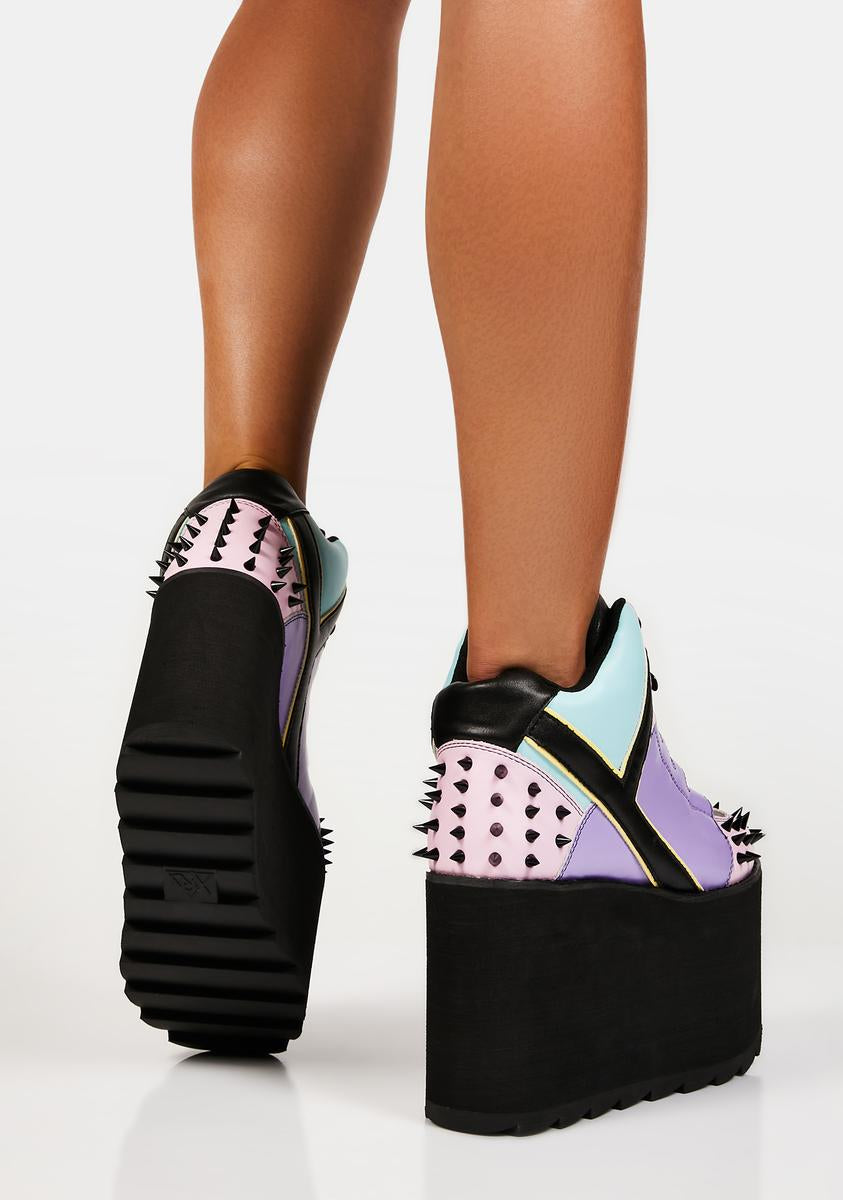 YRU Pastel Colorblock Spiked Platform Sneakers – Dolls Kill