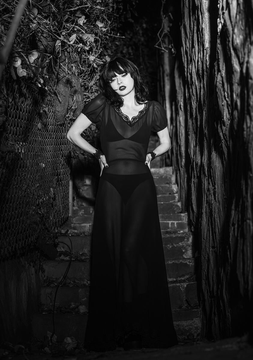 dolls kill sheer dress Sheer Deadication Maxi Dress