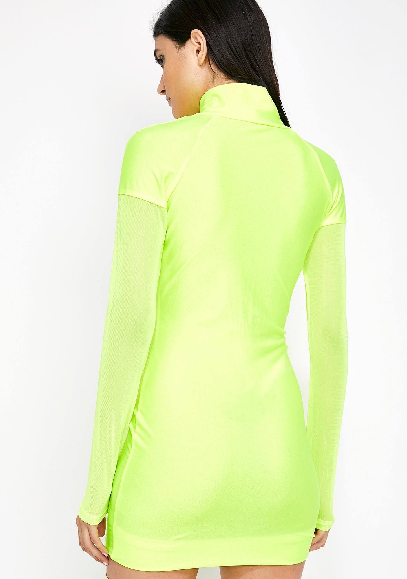 Neon Bodycon Half Zip Mini Dress – Dolls Kill - Main Image