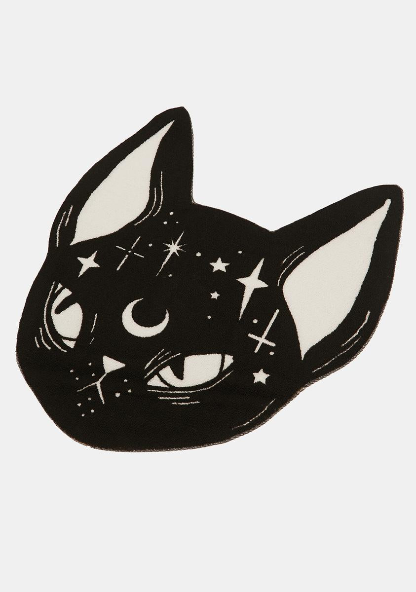 Too Fast Star Moon Cat Rug - Black – Dolls Kill