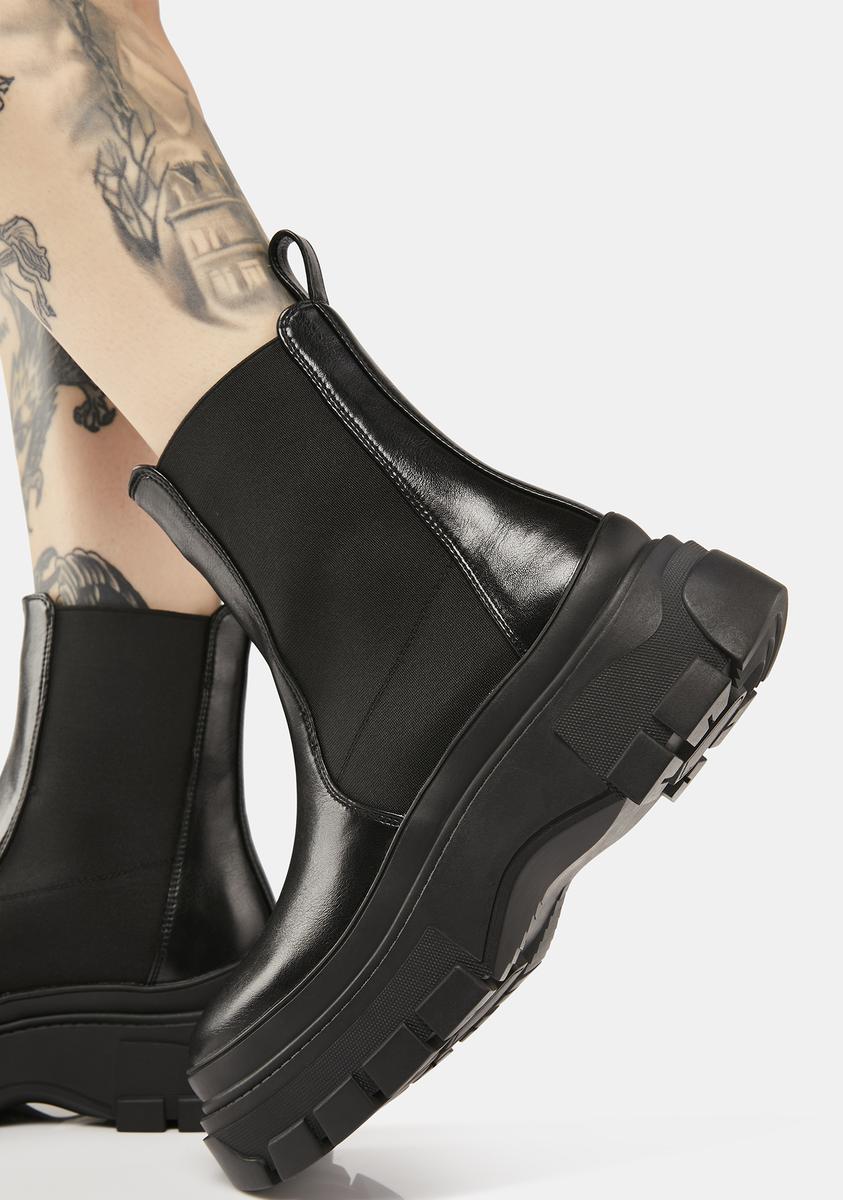 Konfrontere Bekendtgørelse tandpine SIMMI Ankle Chelsea Vegan Leather Boots - Black – Dolls Kill